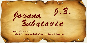 Jovana Bubalović vizit kartica